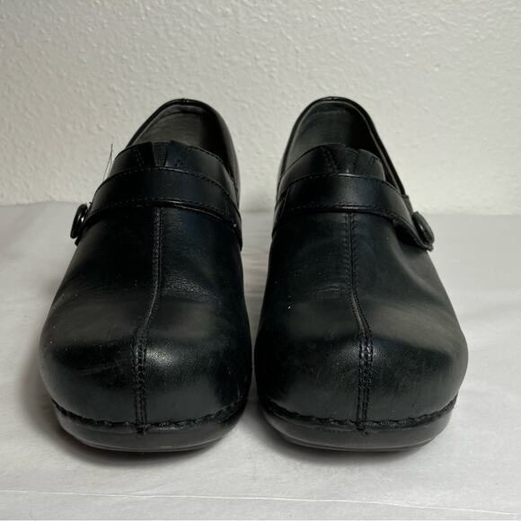 Dansko Solstice Clogs black leather button detail clog nurse‎ medical work EU 39 - Picture 2 of 8
